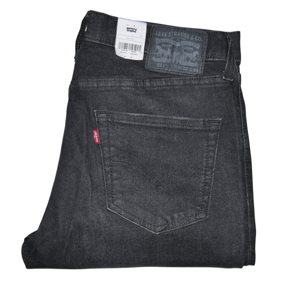 Levis 511 Men's Size 33x30 Slim Fit Jeans Flex Stretch Denim Black Rinse NWT